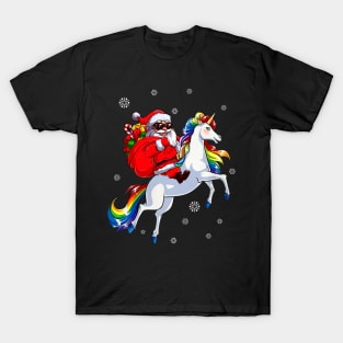 Santa Riding Horse Rainbow LGBT Christmas T-Shirt